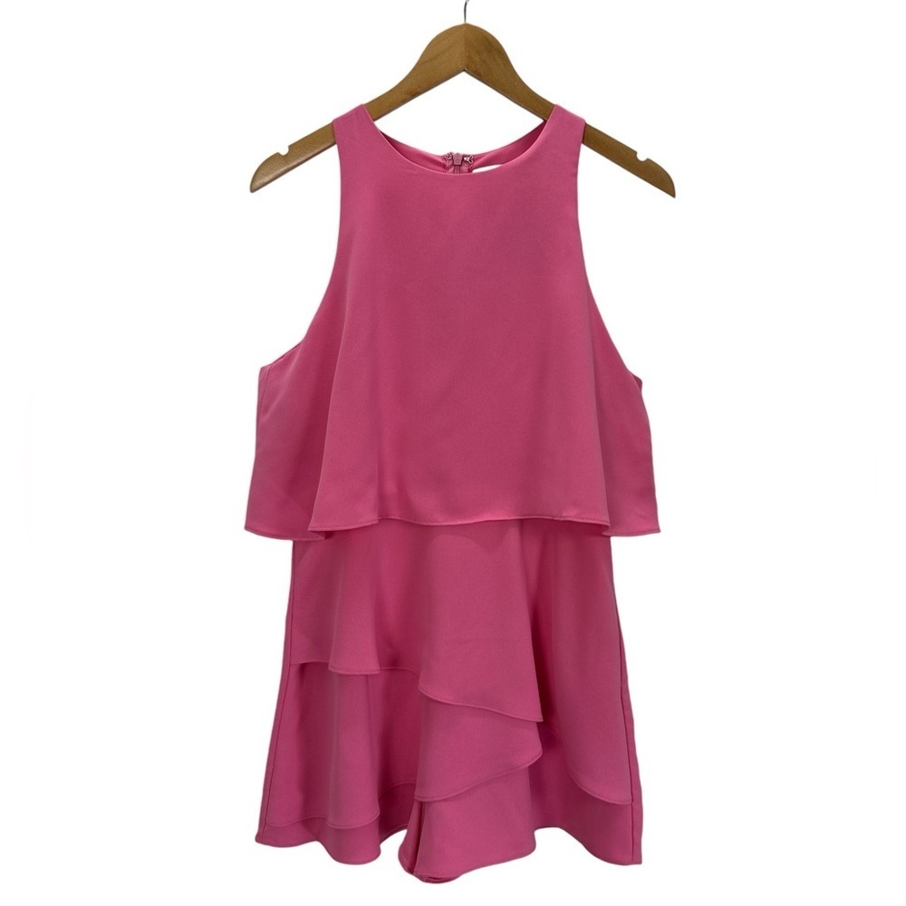 Do+Be Women's Layered Feminine Flirty Ruffle Romper Bubblegum‎ Pink Medium